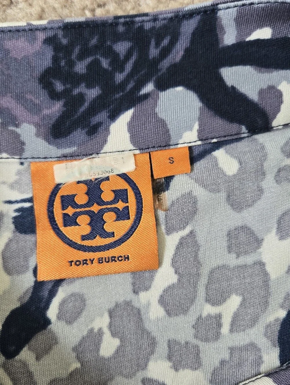 Tory Burch Silk Jersey Belted Midi Dress Small Logo Buttons Floral Leopard Print
